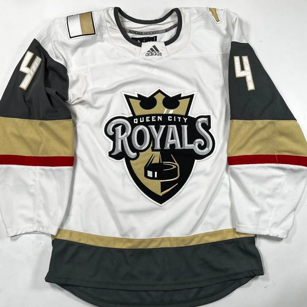 Adidas Queen City Royals Hockey Jersey‎ Mens Size 46 White Sewn Stitched #4